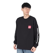 (メンズ)長袖プリントTシャツ MP-M371 BLACK