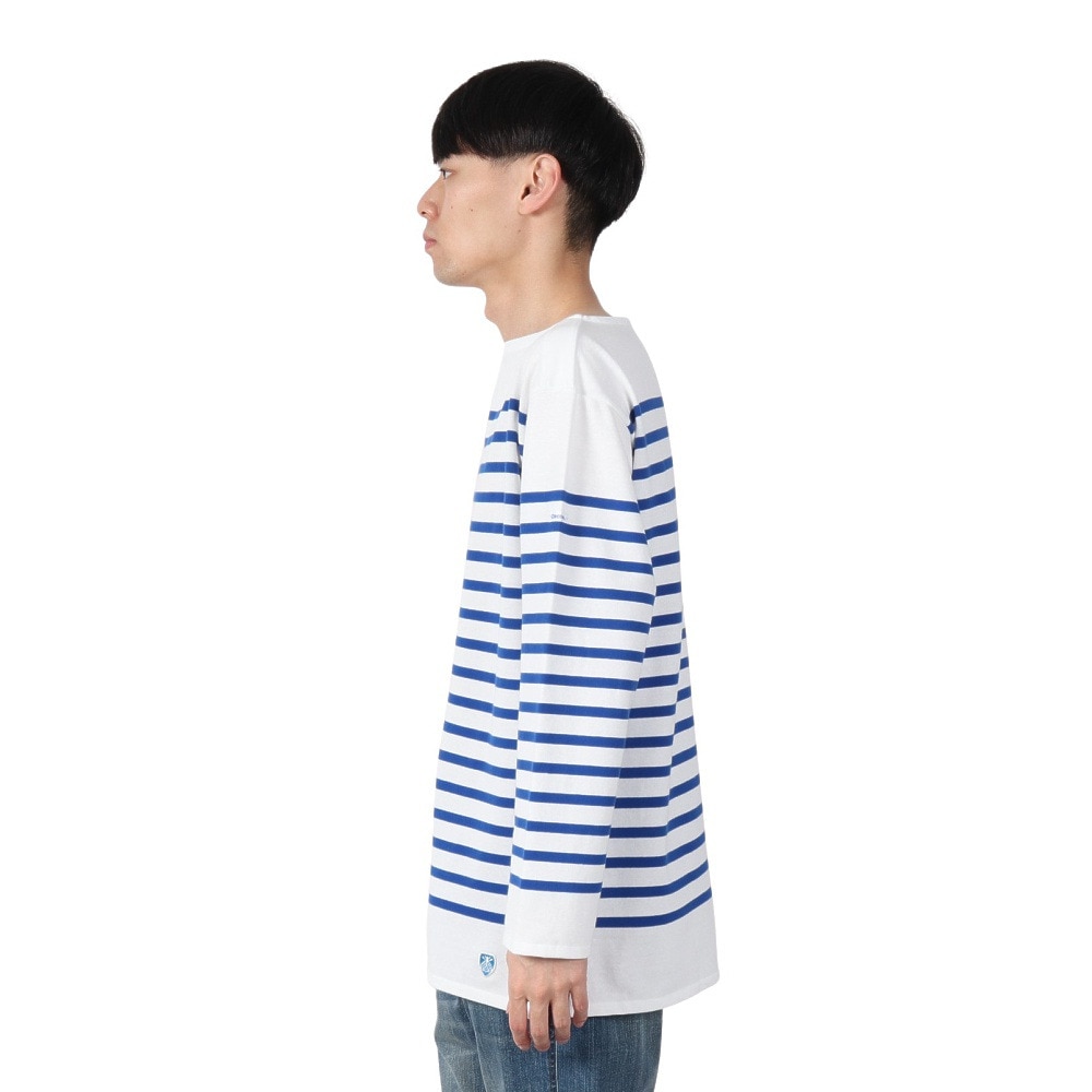 オーシバル（ORCIVAL）（メンズ）ボートネック 長袖 Rachel Basque シャツ 6101 WHITExBLEU