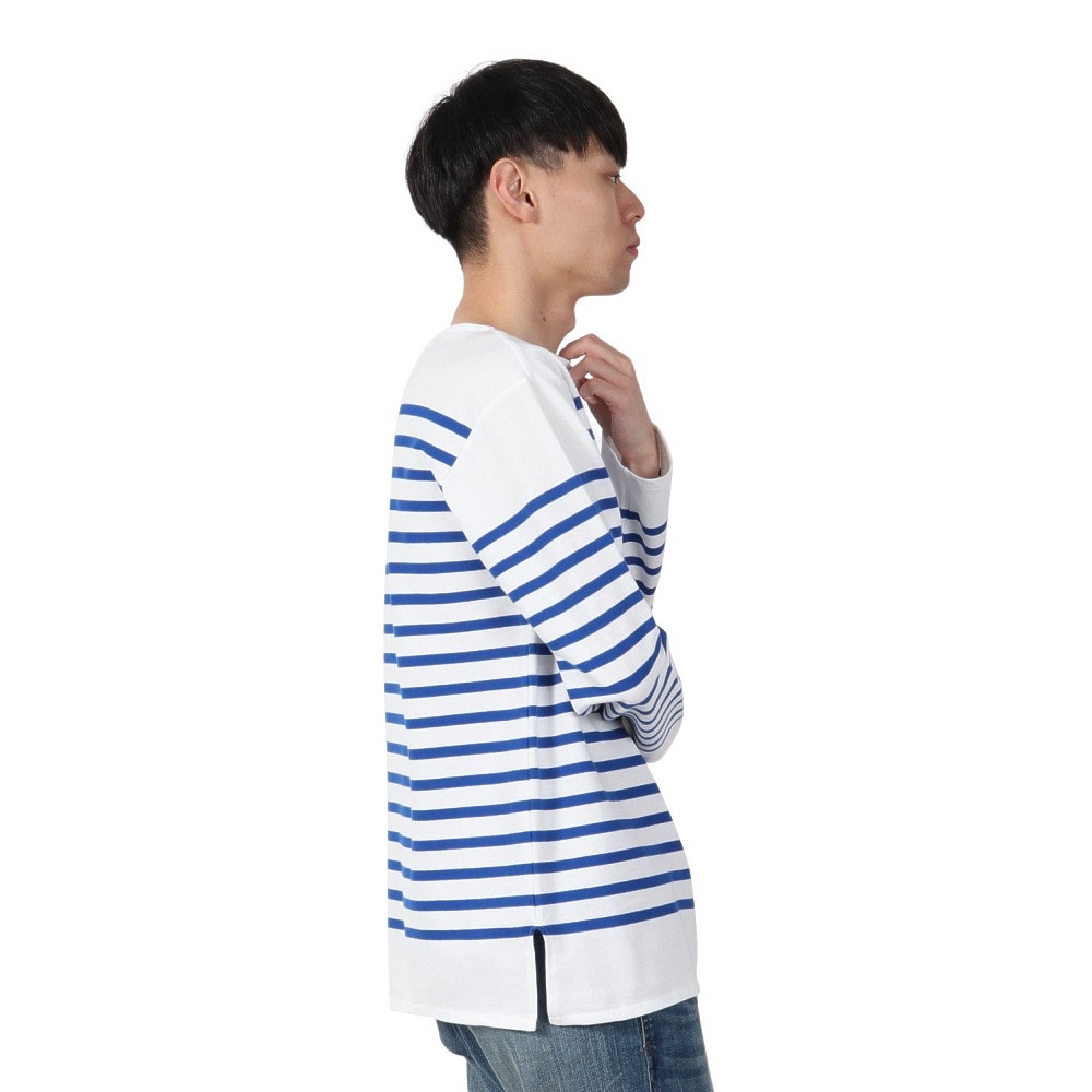 オーシバル（ORCIVAL）（メンズ）ボートネック 長袖 Rachel Basque シャツ 6101 WHITExBLEU