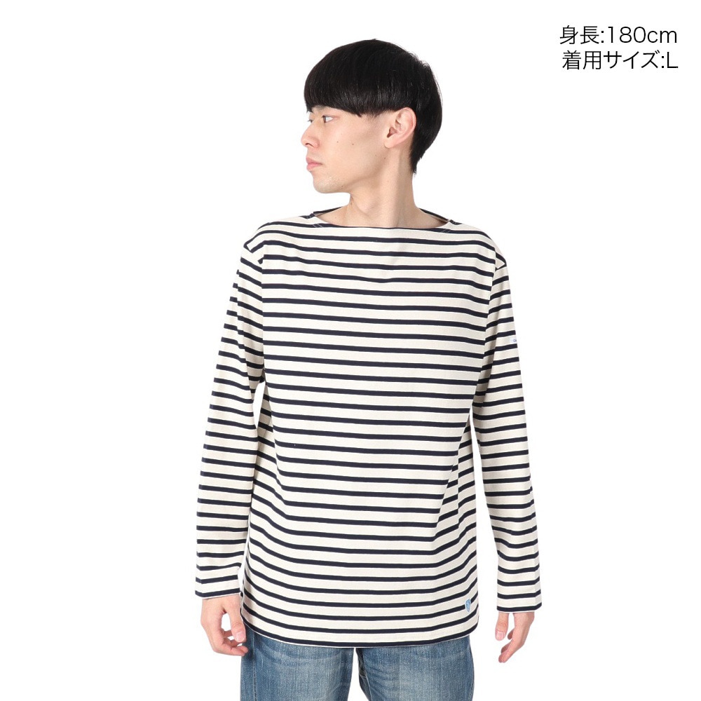 オーシバル（ORCIVAL）（メンズ、レディース）Cotton Lourd Basque ボーダー 長袖シャツ B211 ECRUxMARINE