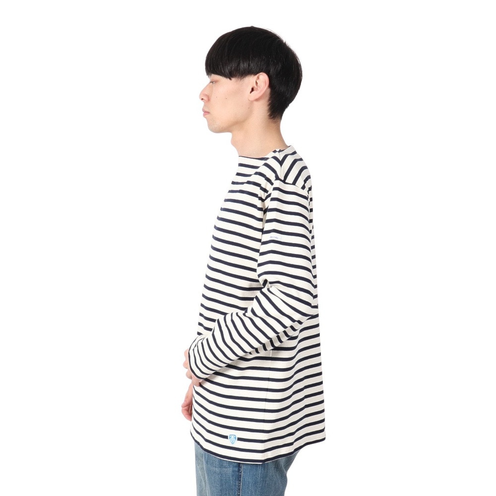 オーシバル（ORCIVAL）（メンズ、レディース）Cotton Lourd Basque ボーダー 長袖シャツ B211 ECRUxMARINE