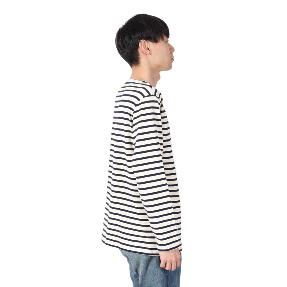 オーシバル（ORCIVAL）（メンズ、レディース）Cotton Lourd Basque ボーダー 長袖シャツ B211 ECRUxMARINE