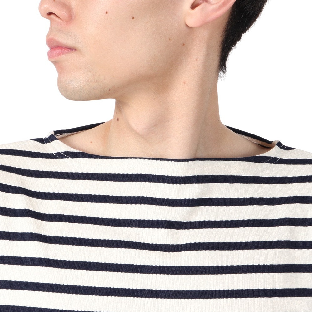 オーシバル（ORCIVAL）（メンズ、レディース）Cotton Lourd Basque ボーダー 長袖シャツ B211 ECRUxMARINE