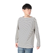 (メンズ、レディース)Cotton Lourd Basque ボーダー 長袖シャツ B211 ECRUxMARINE
