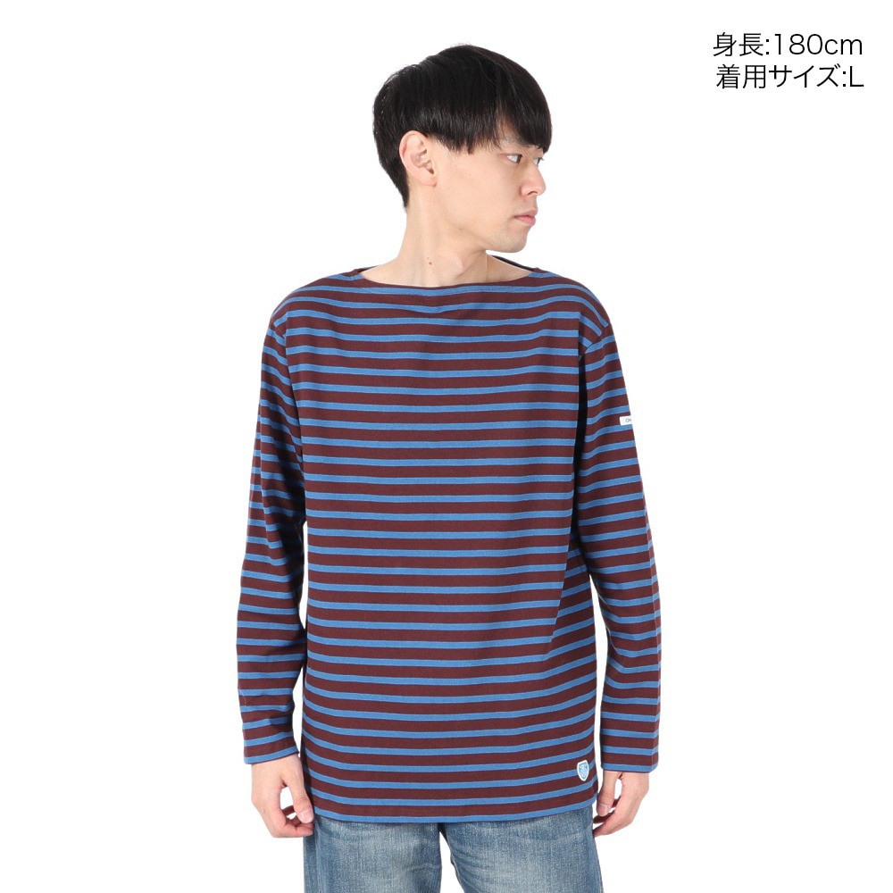 オーシバル（ORCIVAL）（メンズ、レディース）Cotton Lourd Basque ボーダー 長袖シャツ B211 PALISANDERxCYAN