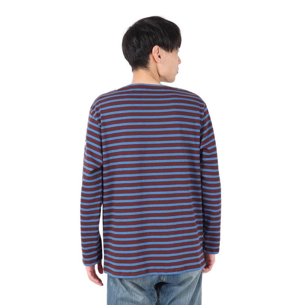 オーシバル（ORCIVAL）（メンズ、レディース）Cotton Lourd Basque ボーダー 長袖シャツ B211 PALISANDERxCYAN