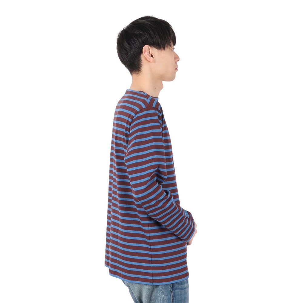 オーシバル（ORCIVAL）（メンズ、レディース）Cotton Lourd Basque ボーダー 長袖シャツ B211 PALISANDERxCYAN