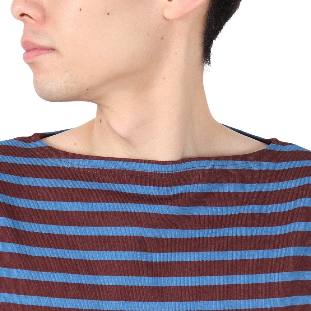 オーシバル（ORCIVAL）（メンズ、レディース）Cotton Lourd Basque ボーダー 長袖シャツ B211 PALISANDERxCYAN