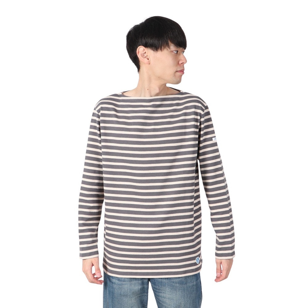 オーシバル（ORCIVAL）（メンズ、レディース）Cotton Lourd Basque ボーダー 長袖シャツ B211 SMOKExWHEAT