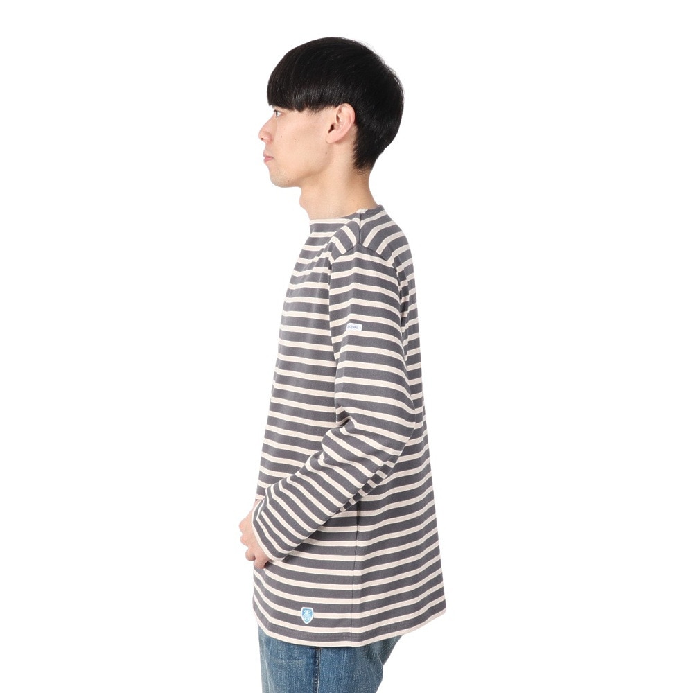 オーシバル（ORCIVAL）（メンズ、レディース）Cotton Lourd Basque ボーダー 長袖シャツ B211 SMOKExWHEAT
