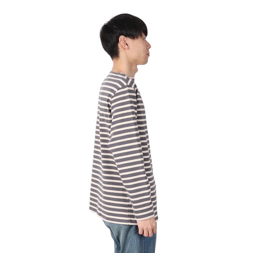 オーシバル（ORCIVAL）（メンズ、レディース）Cotton Lourd Basque ボーダー 長袖シャツ B211 SMOKExWHEAT
