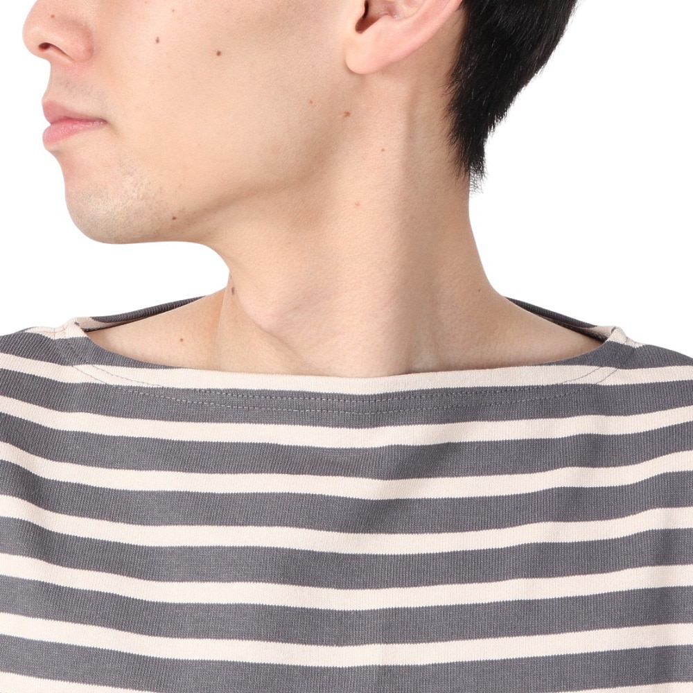オーシバル（ORCIVAL）（メンズ、レディース）Cotton Lourd Basque ボーダー 長袖シャツ B211 SMOKExWHEAT
