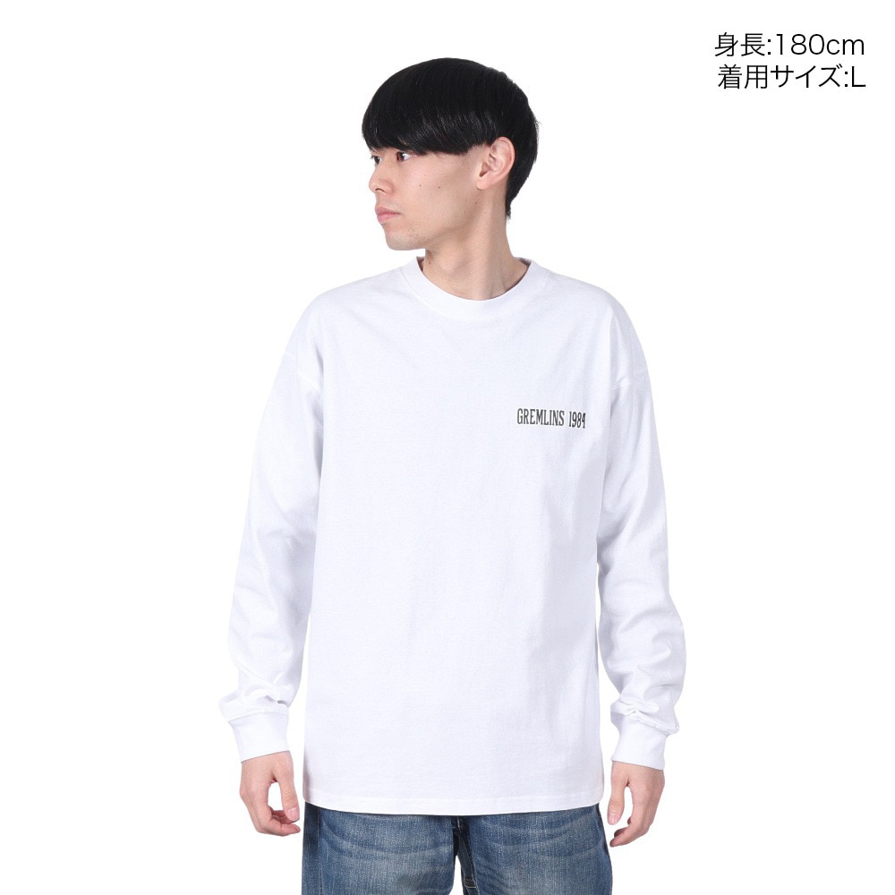 グレムリンズ（GREMLINS）（メンズ、レディース）ギズモ ポスターロンT 長袖Tシャツ 5315004-07 WHT