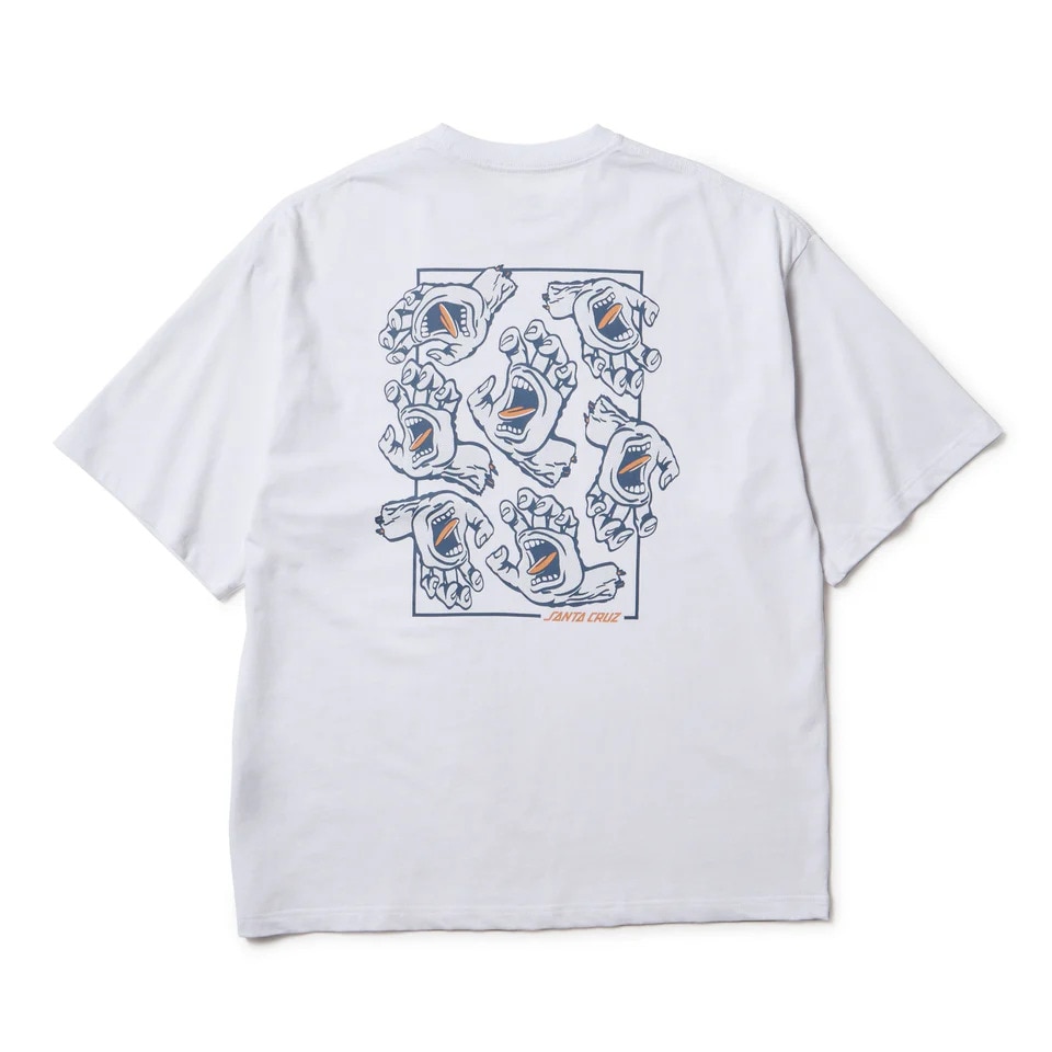 ニューエラ（NEW ERA）（メンズ、レディース）半袖 オーバーサイズド コットン Tシャツ SANTA CRUZ スクリーミングハンド ホワイト 14384105
