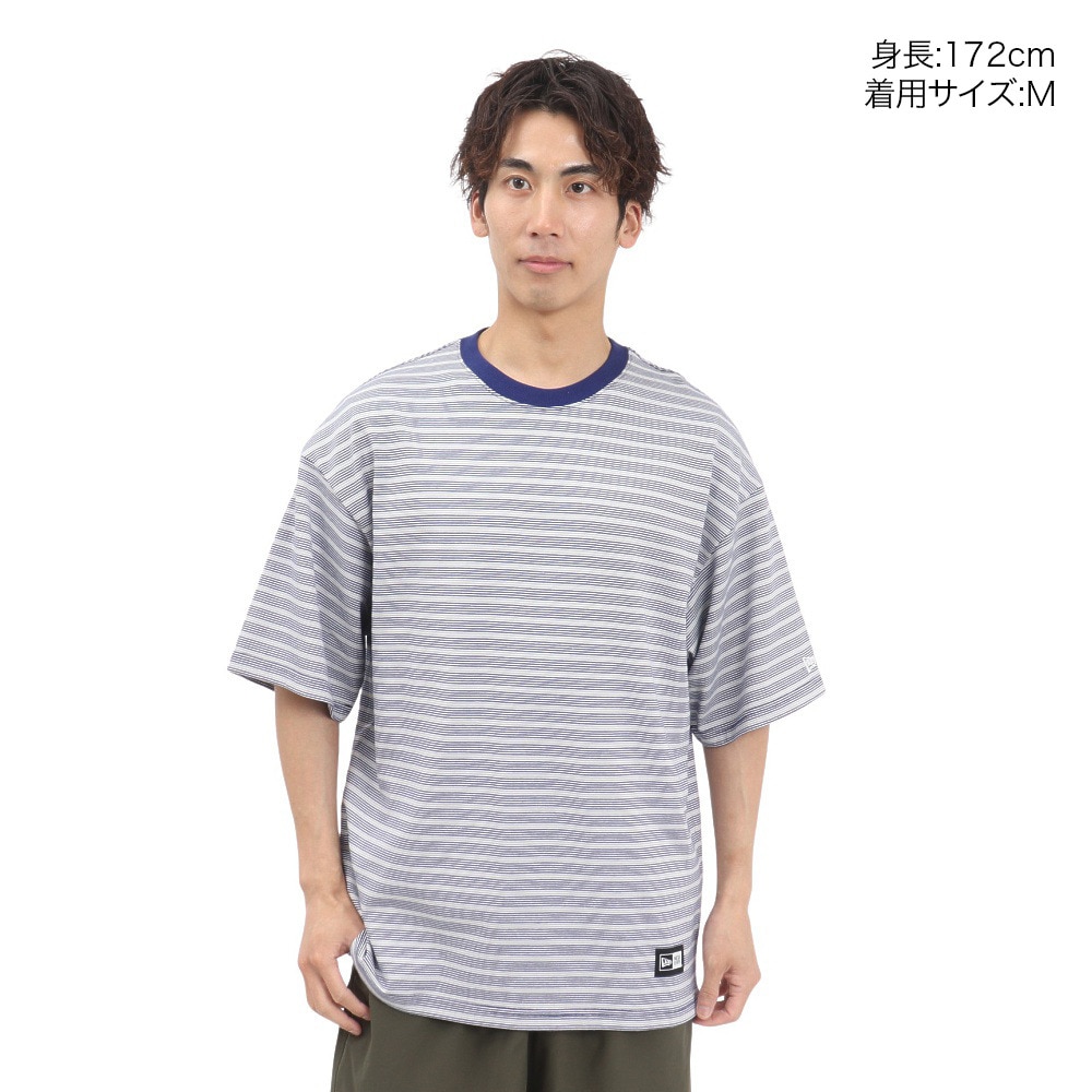 ニューエラ（NEW ERA）（メンズ、レディース）オーバーサイズド コットン 半袖Tシャツ Micro Border 14410066