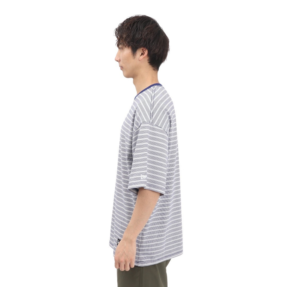 ニューエラ（NEW ERA）（メンズ、レディース）オーバーサイズド コットン 半袖Tシャツ Micro Border 14410066