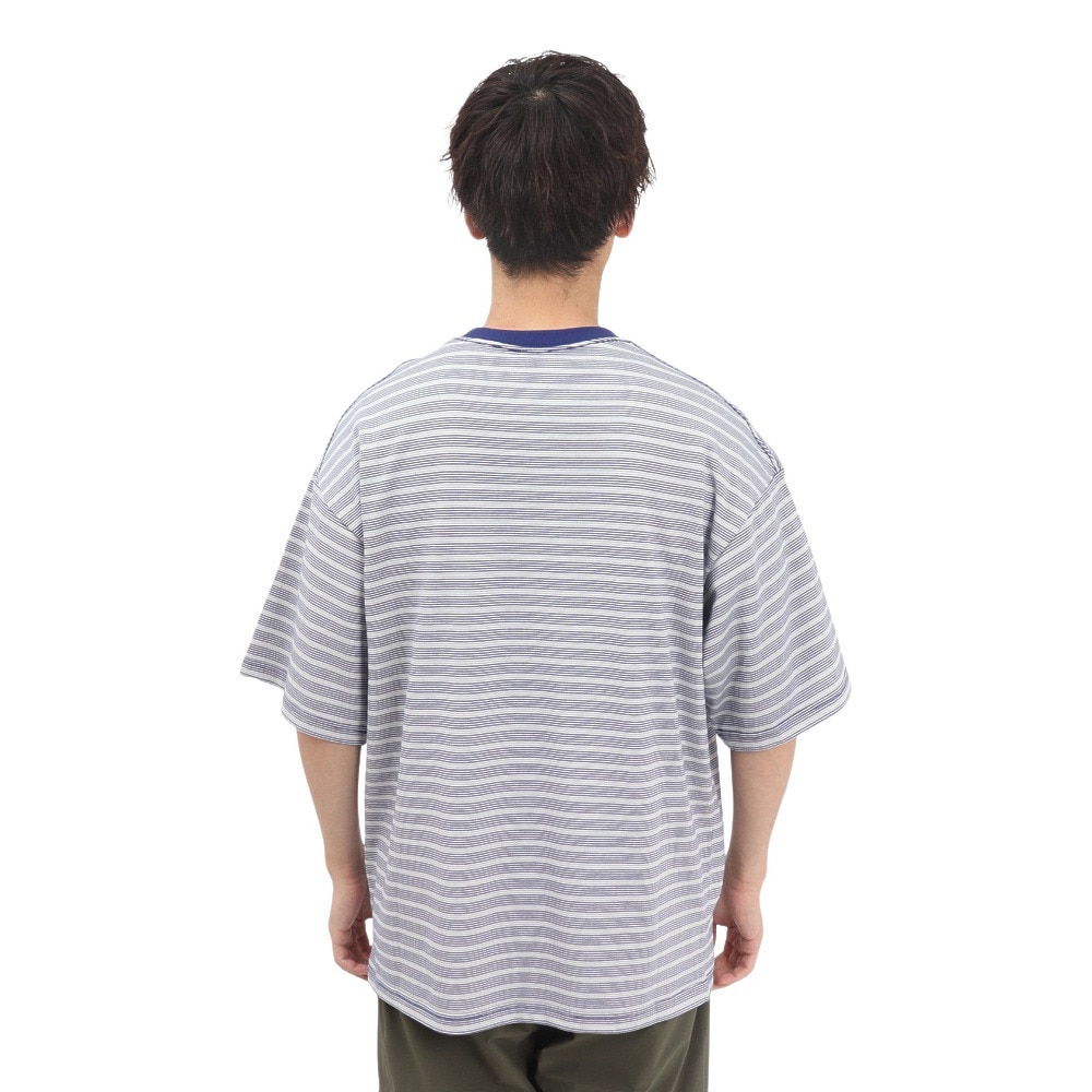 ニューエラ（NEW ERA）（メンズ、レディース）オーバーサイズド コットン 半袖Tシャツ Micro Border 14410066