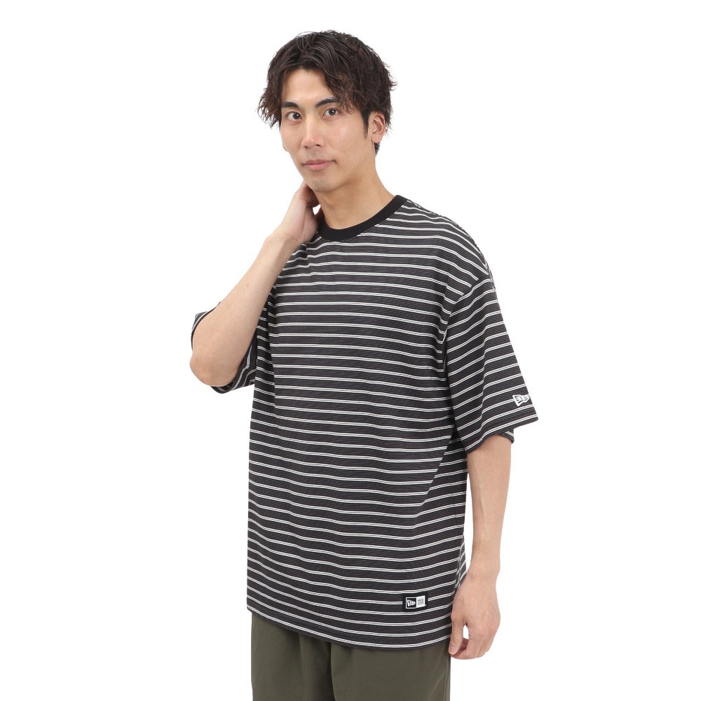 ニューエラ（NEW ERA）（メンズ、レディース）オーバーサイズド コットン 半袖Tシャツ Micro Border 14410067