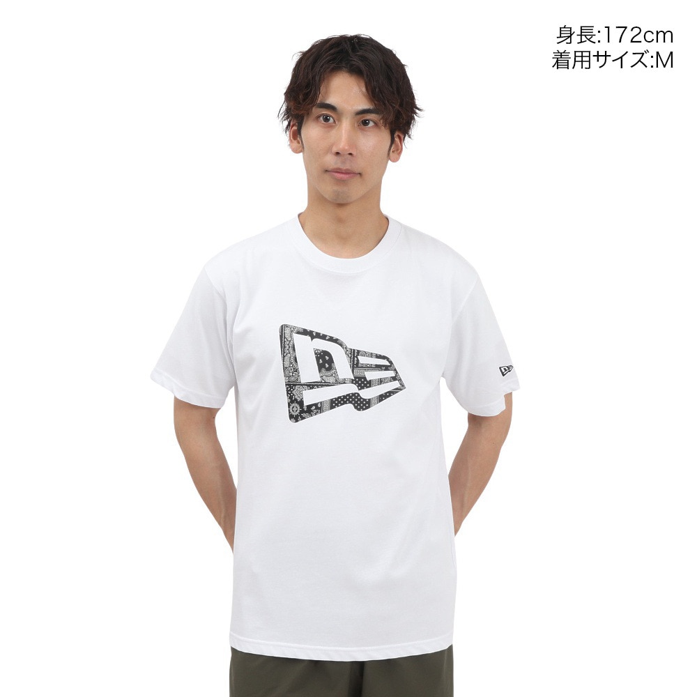 ニューエラ（NEW ERA）（メンズ、レディース）コットン 半袖Tシャツ Floral Paisley フラッグロゴ 14410106