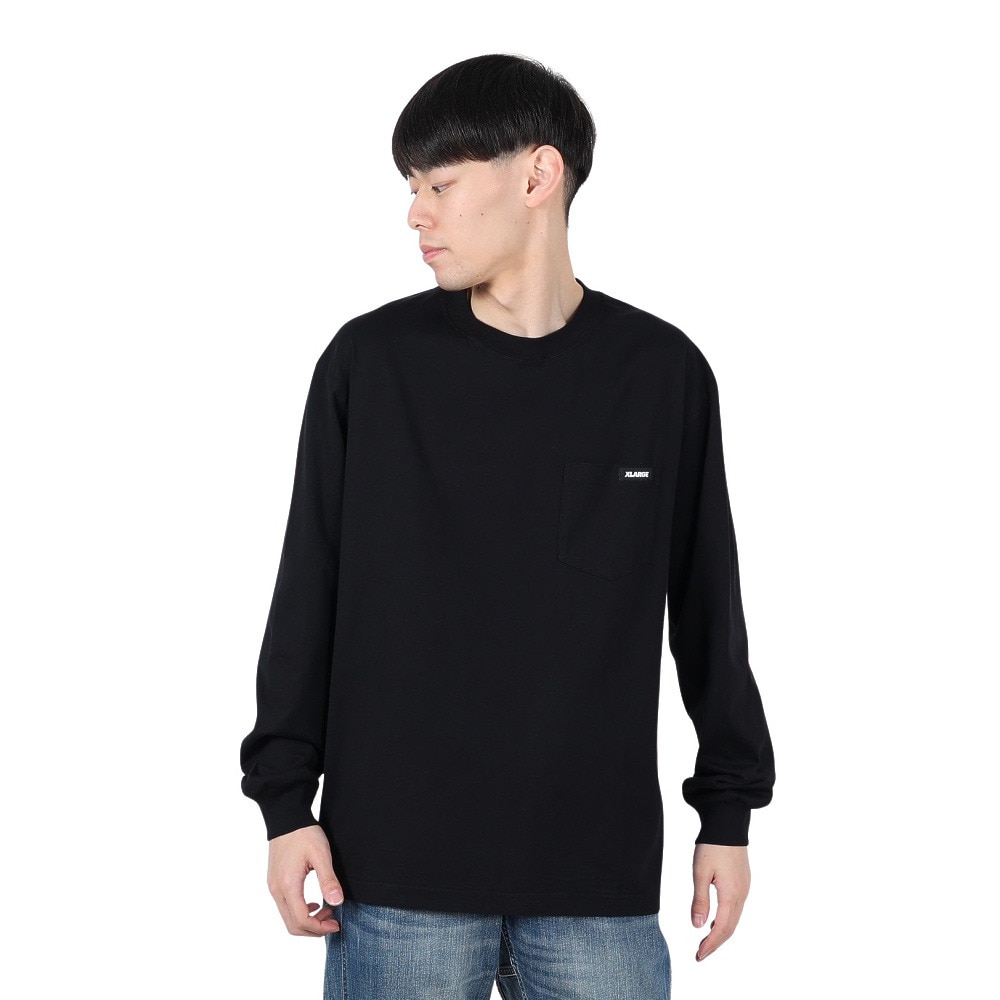 エクストララージ（XLARGE）（メンズ）STANDARD LOGO TAG 長袖ポケットTシャツ 101251011008-BLACK