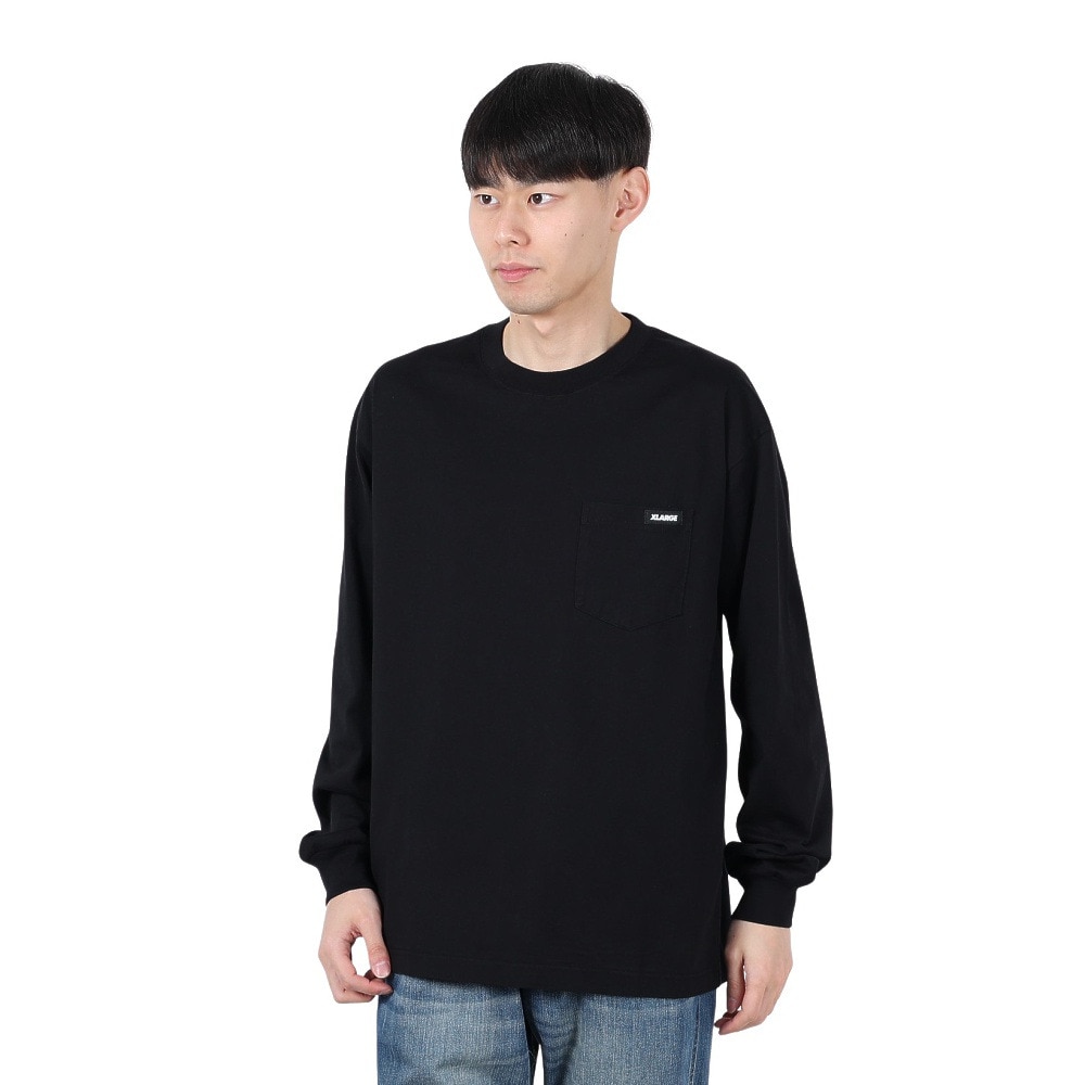 エクストララージ（XLARGE）（メンズ）STANDARD LOGO TAG 長袖ポケットTシャツ 101251011008-BLACK