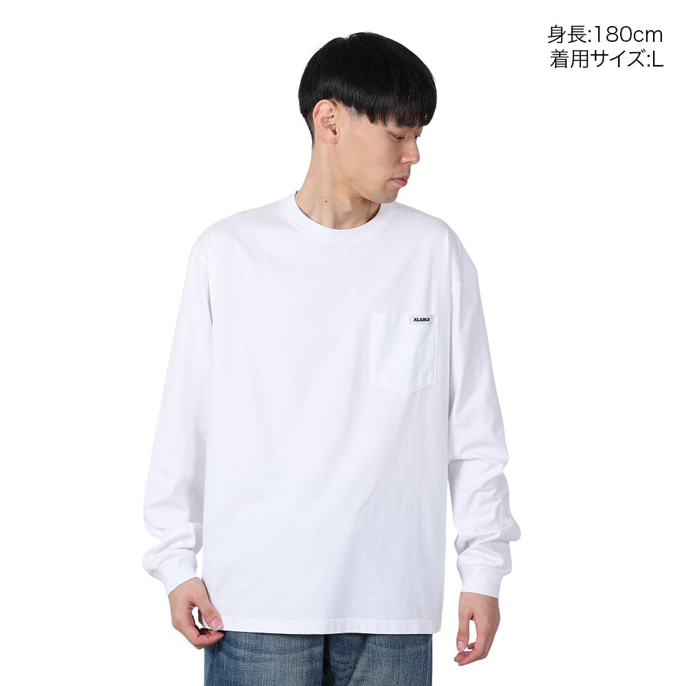 エクストララージ（XLARGE）（メンズ）STANDARD LOGO TAG 長袖ポケットTシャツ 101251011008-WHITE