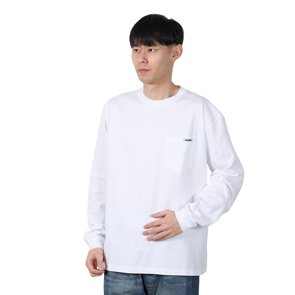 エクストララージ（XLARGE）（メンズ）STANDARD LOGO TAG 長袖ポケットTシャツ 101251011008-WHITE