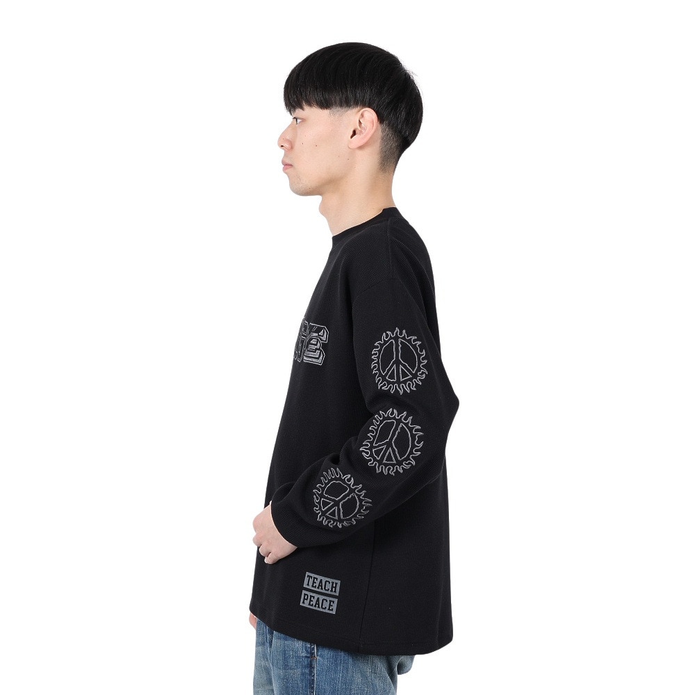 エクストララージ（XLARGE）（メンズ）キャンパス ワッフル 長袖Tシャツ 101251011015-BLACK