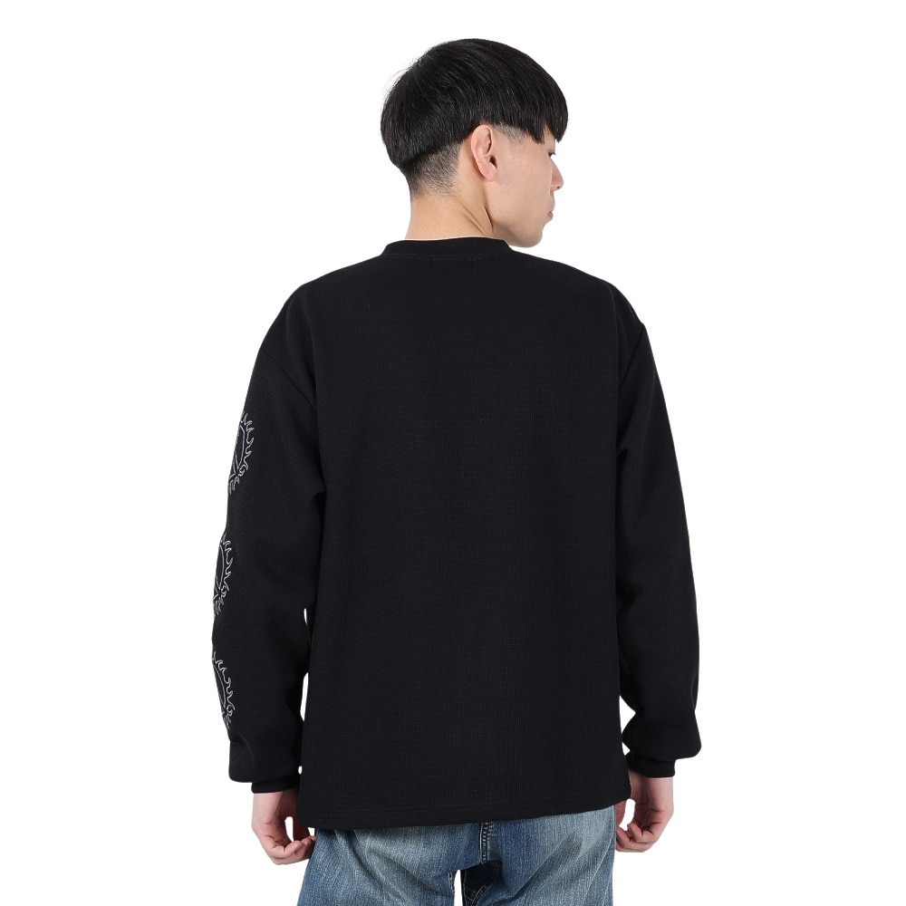 エクストララージ（XLARGE）（メンズ）キャンパス ワッフル 長袖Tシャツ 101251011015-BLACK
