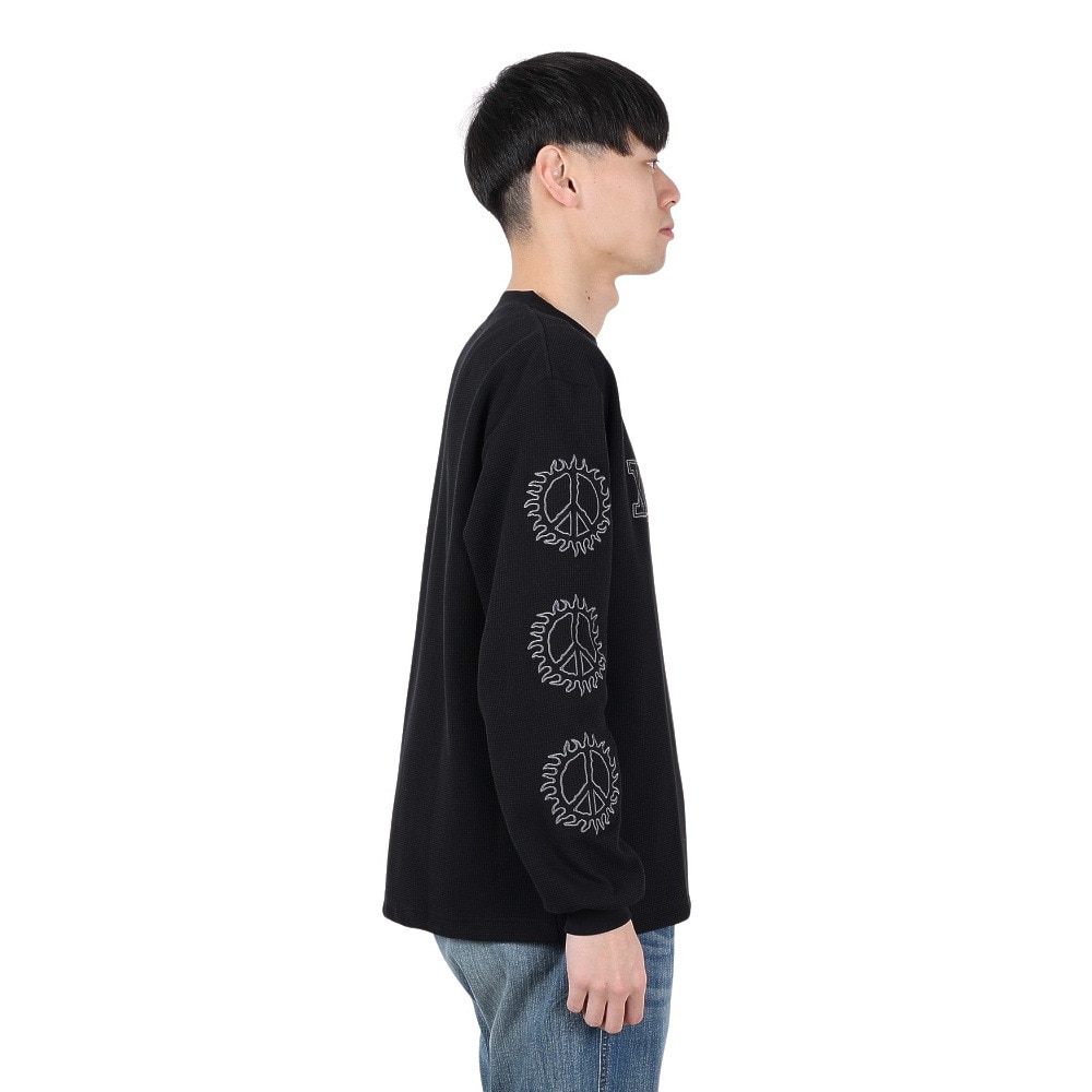エクストララージ（XLARGE）（メンズ）キャンパス ワッフル 長袖Tシャツ 101251011015-BLACK