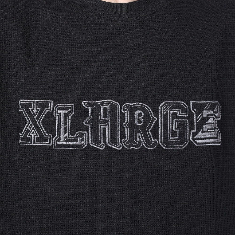 エクストララージ（XLARGE）（メンズ）キャンパス ワッフル 長袖Tシャツ 101251011015-BLACK