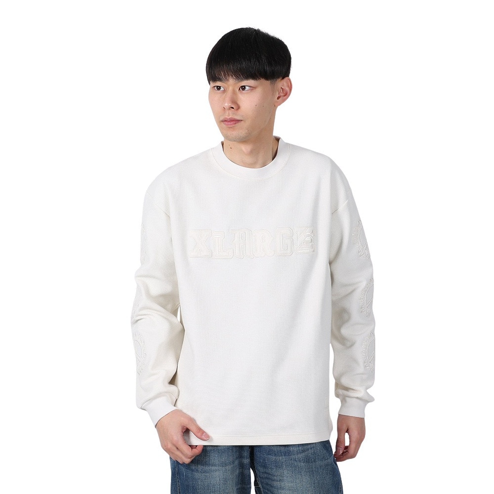 エクストララージ（XLARGE）（メンズ）キャンパス ワッフル 長袖Tシャツ 101251011015-OFF WHITE