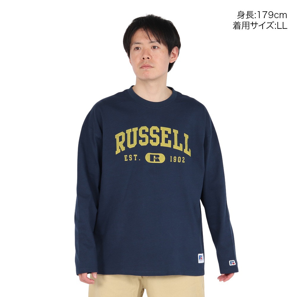 ラッセル（RUSSELL）（メンズ）88/12カレッジロゴ ロングTシャツ RBM25ES0004 NVY