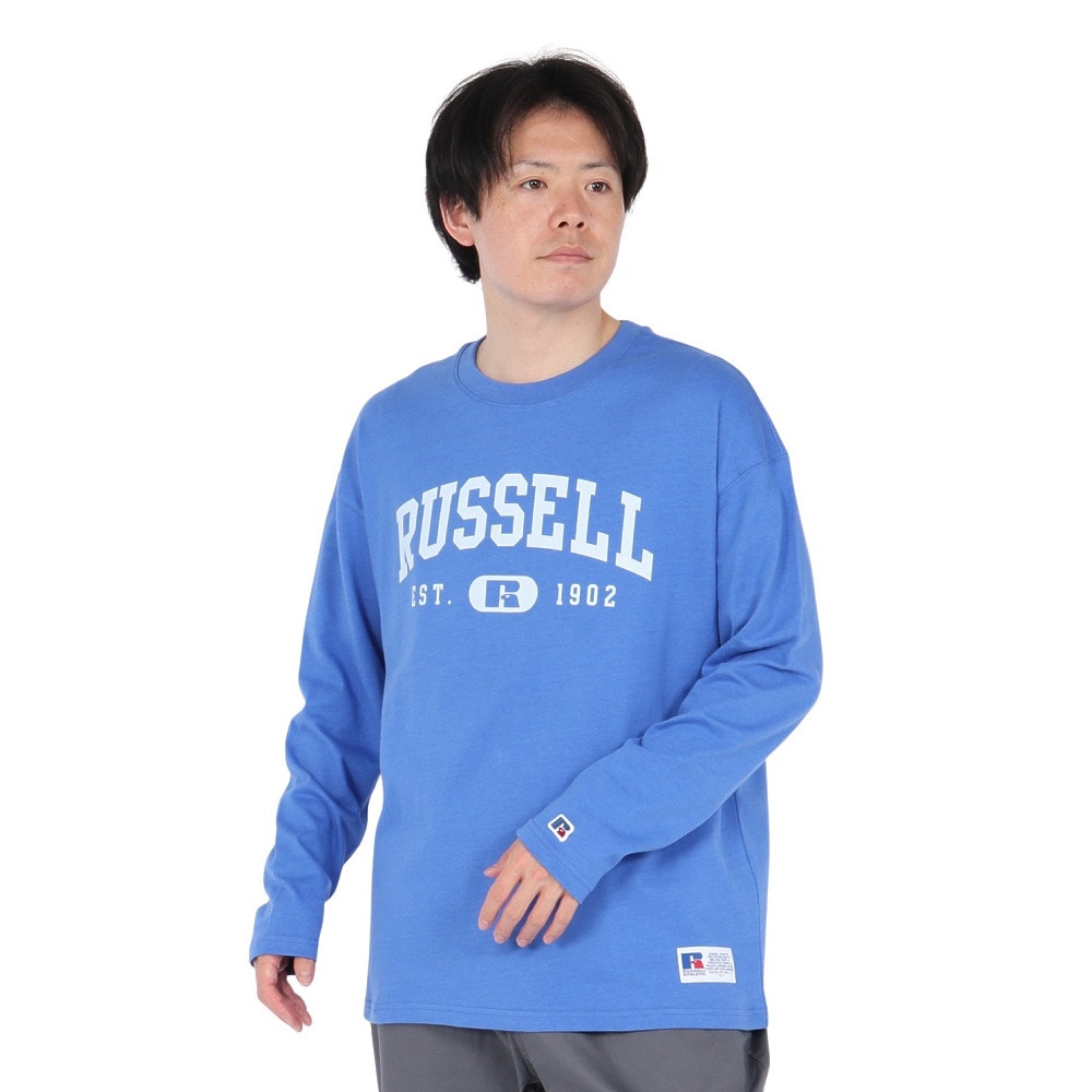 ラッセル（RUSSELL）（メンズ）88/12 カレッジロゴ 長袖Tシャツ RBM25ES0004 RBLU