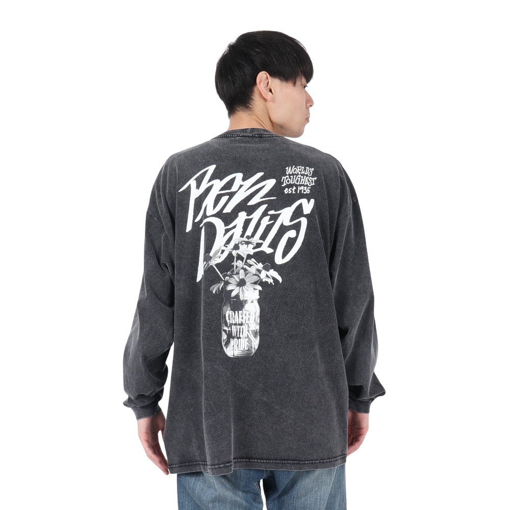 ベンデイビス（BEN DAVIS）（メンズ）VASEブリーチ加工 長袖Tシャツ 25380043-BLK
