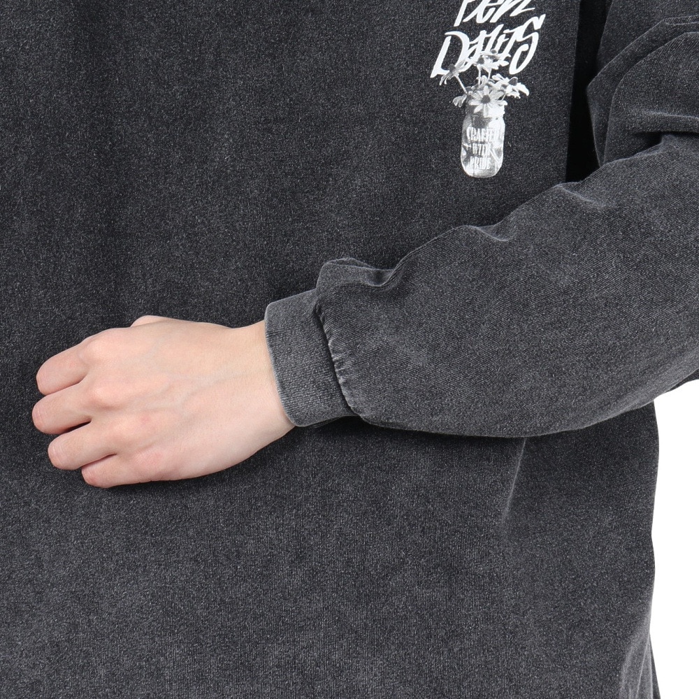ベンデイビス（BEN DAVIS）（メンズ）VASEブリーチ加工 長袖Tシャツ 25380043-BLK