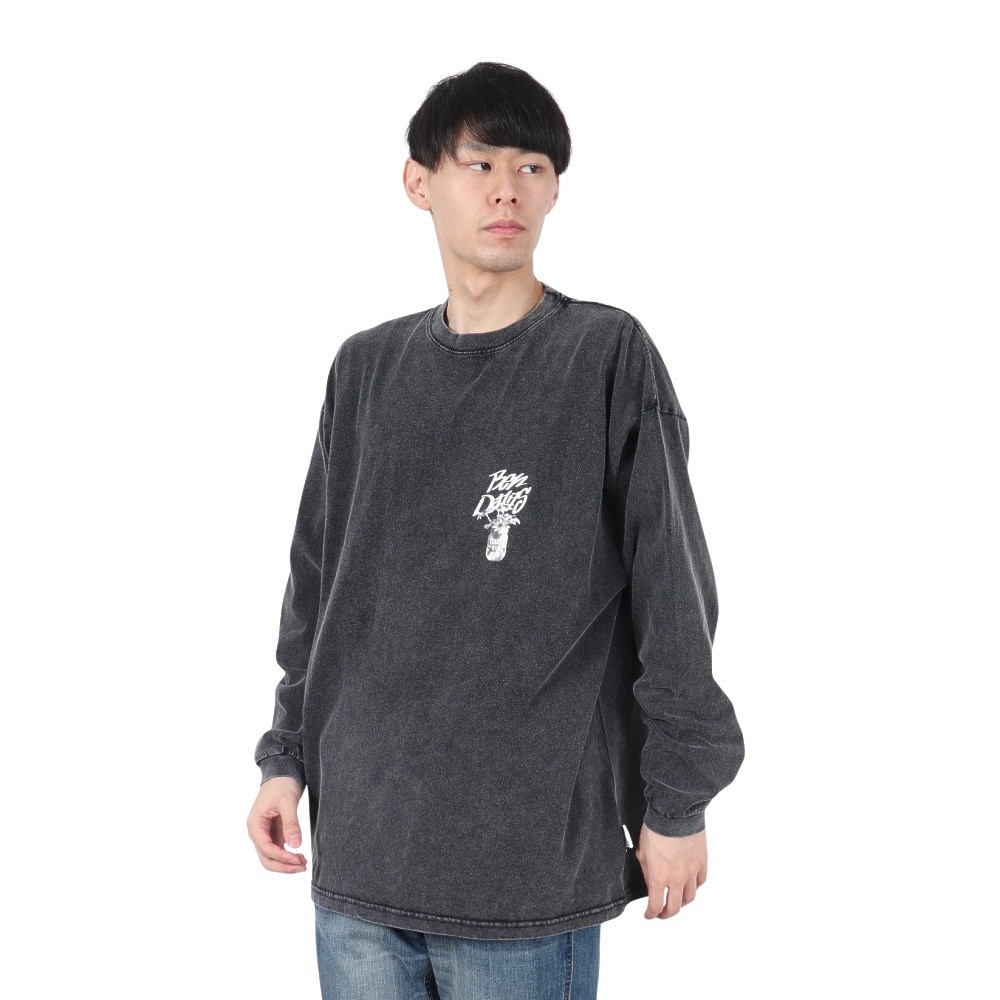 ベンデイビス（BEN DAVIS）（メンズ）VASEブリーチ加工 長袖Tシャツ 25380043-BLK