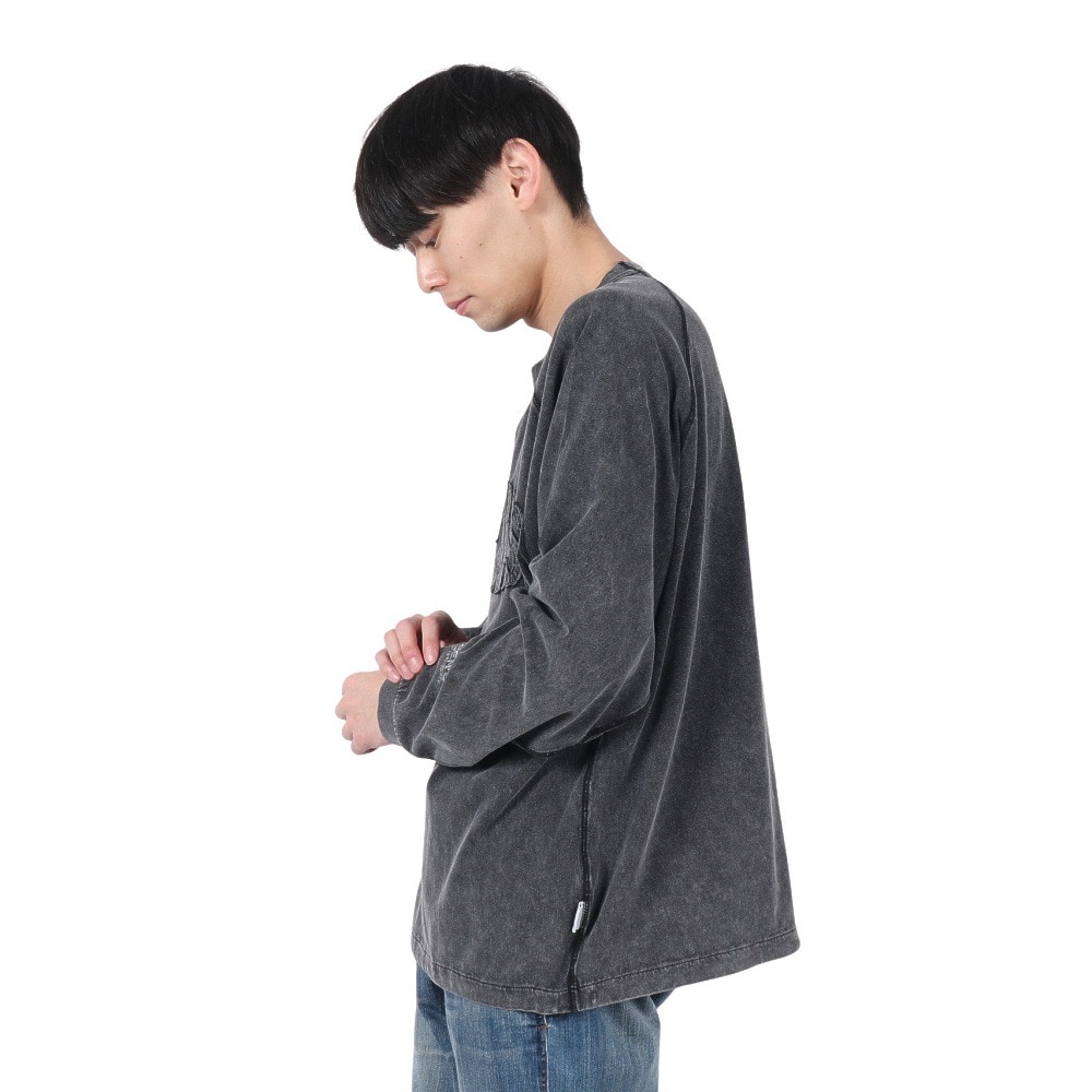 ベンデイビス（BEN DAVIS）（メンズ）パッチワーク ロゴブリーチ加工 長袖Tシャツ 25380044-BLK