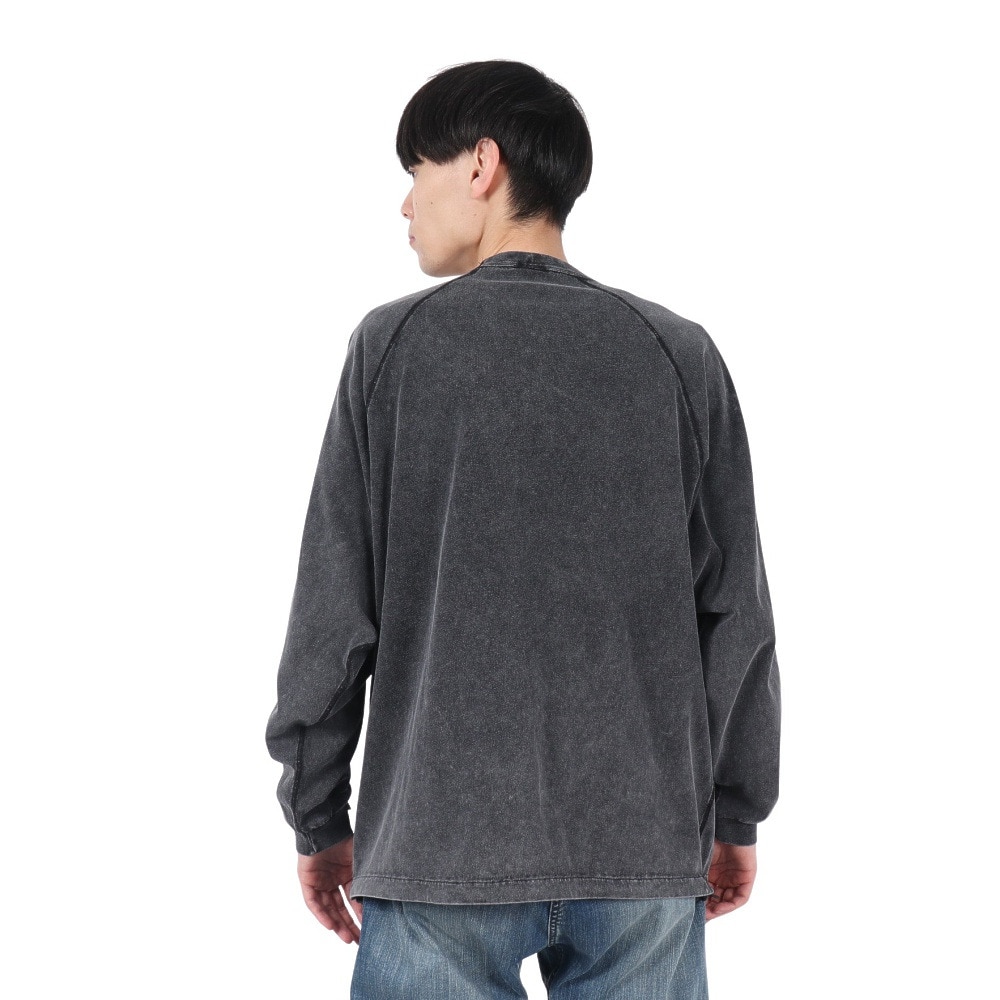 ベンデイビス（BEN DAVIS）（メンズ）パッチワーク ロゴブリーチ加工 長袖Tシャツ 25380044-BLK