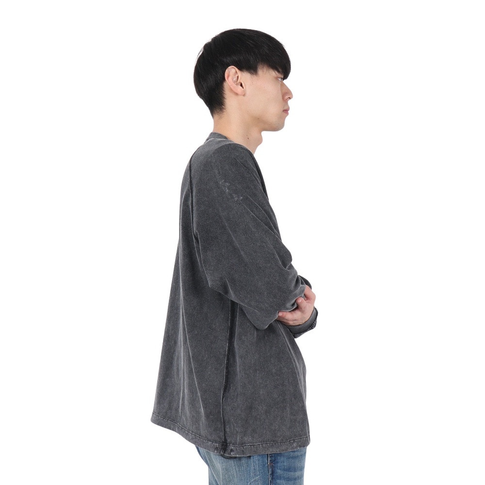 ベンデイビス（BEN DAVIS）（メンズ）パッチワーク ロゴブリーチ加工 長袖Tシャツ 25380044-BLK
