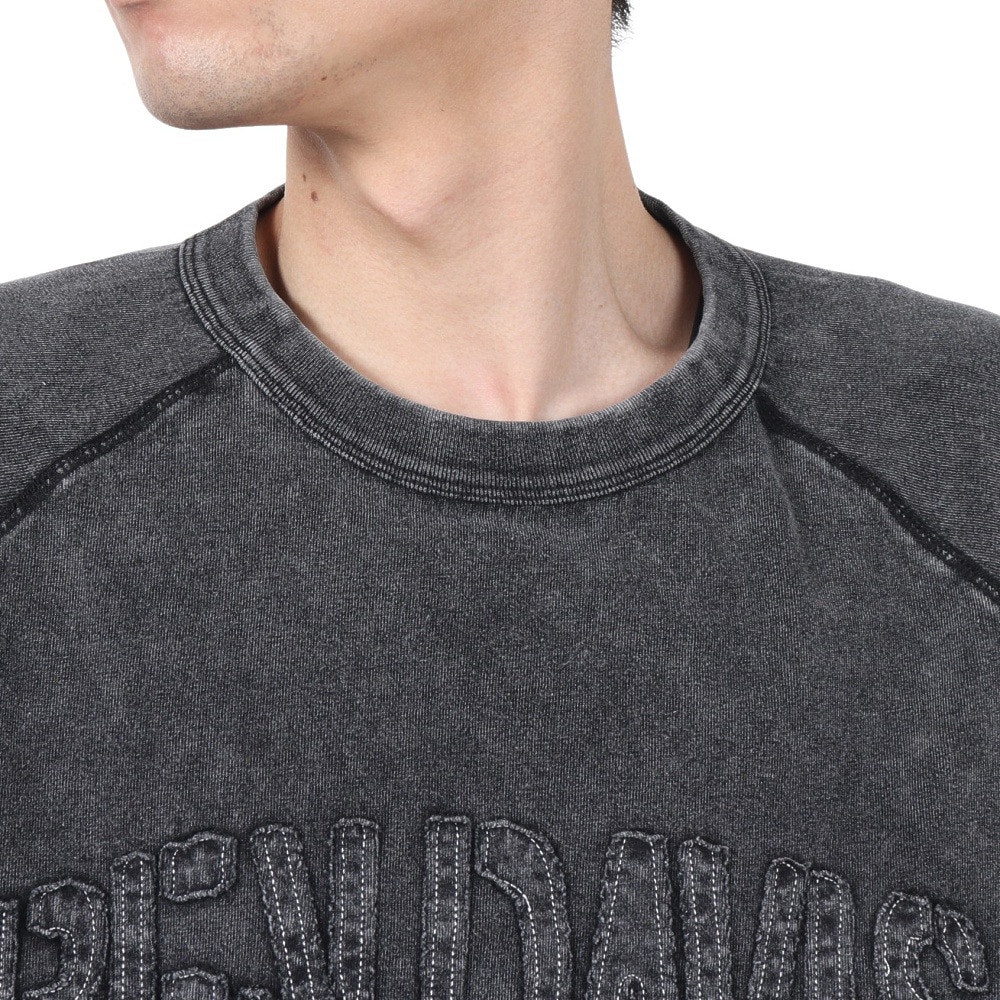 ベンデイビス（BEN DAVIS）（メンズ）パッチワーク ロゴブリーチ加工 長袖Tシャツ 25380044-BLK