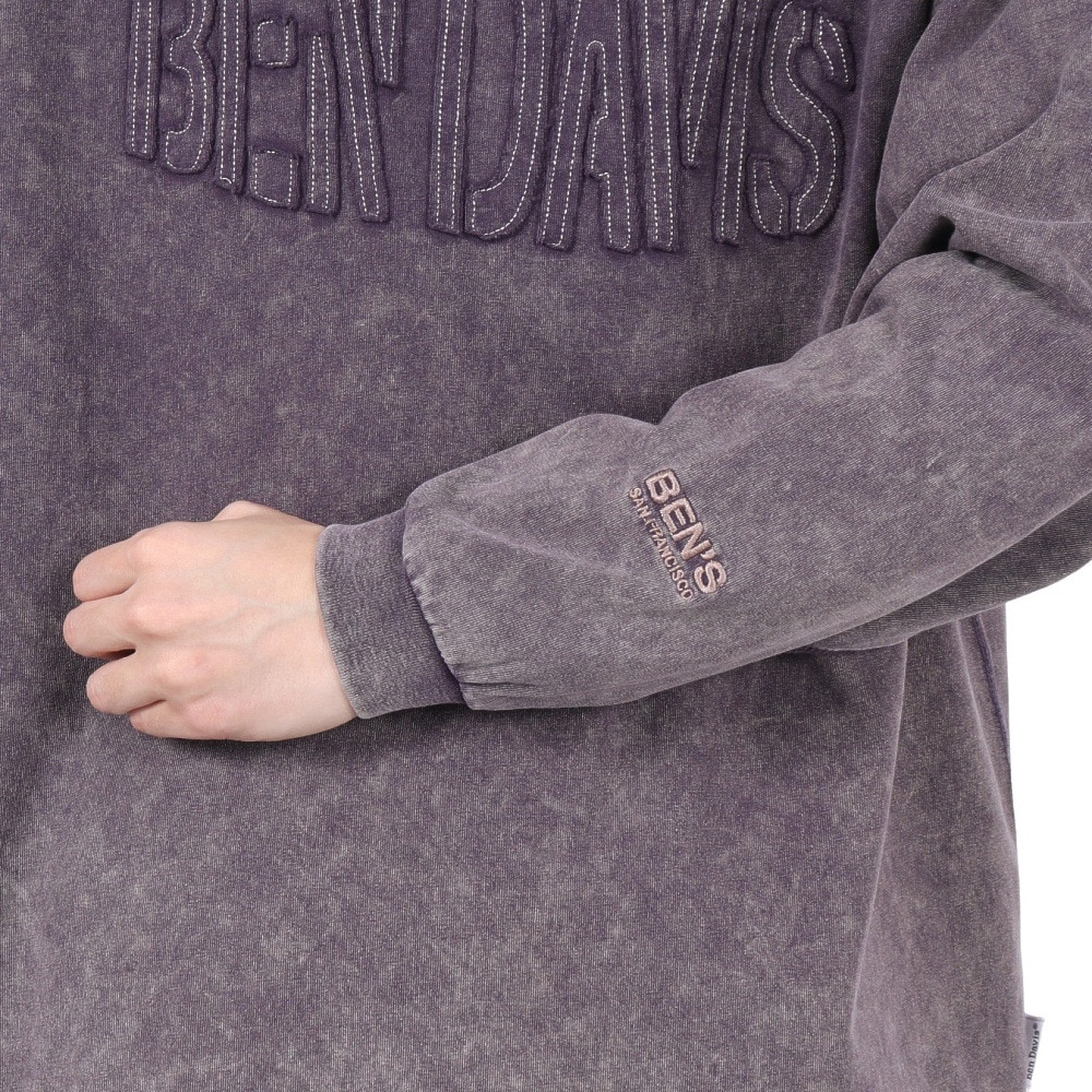ベンデイビス（BEN DAVIS）（メンズ）パッチワーク ロゴブリーチ加工 長袖Tシャツ 25380044-PUL