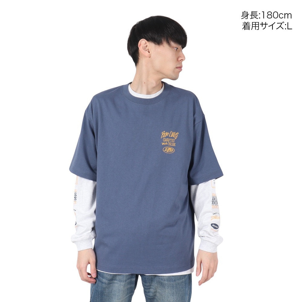 ベンデイビス（BEN DAVIS）（メンズ）長袖 半袖 レイヤードTシャツセット タギングロゴ 25380047-BGRY