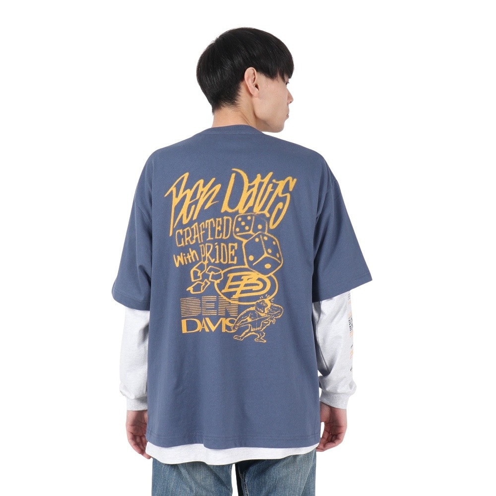 ベンデイビス（BEN DAVIS）（メンズ）長袖 半袖 レイヤードTシャツセット タギングロゴ 25380047-BGRY