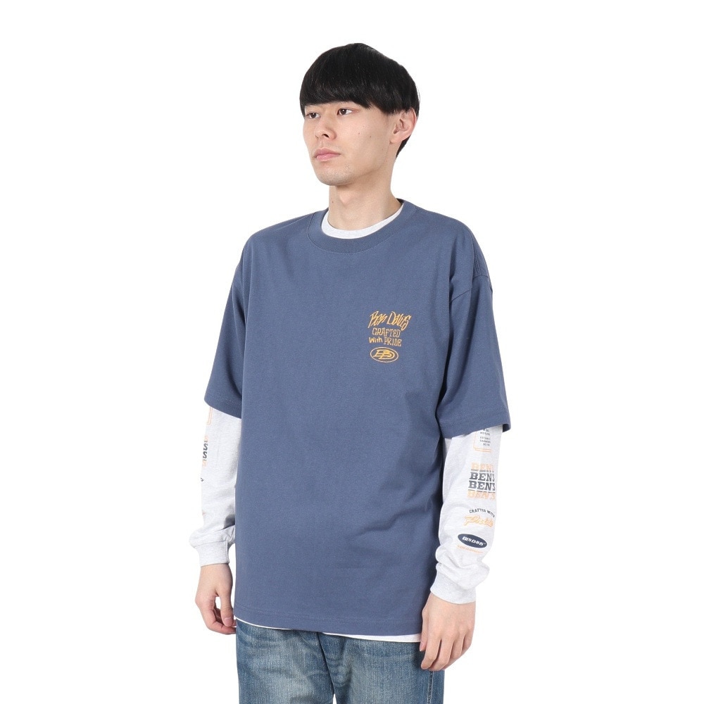 ベンデイビス（BEN DAVIS）（メンズ）長袖 半袖 レイヤードTシャツセット タギングロゴ 25380047-BGRY