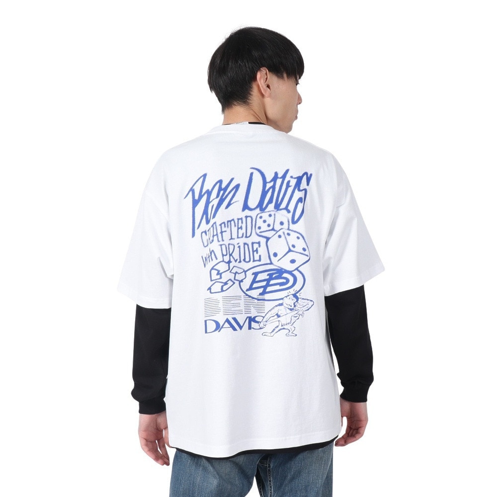ベンデイビス（BEN DAVIS）（メンズ）長袖 半袖 レイヤードTシャツセット タギングロゴ 25380047-WHT