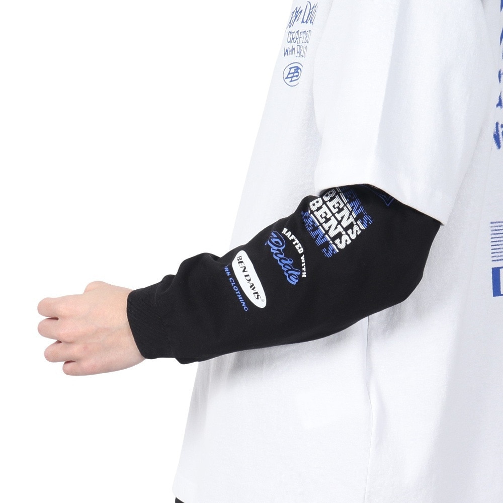 ベンデイビス（BEN DAVIS）（メンズ）長袖 半袖 レイヤードTシャツセット タギングロゴ 25380047-WHT