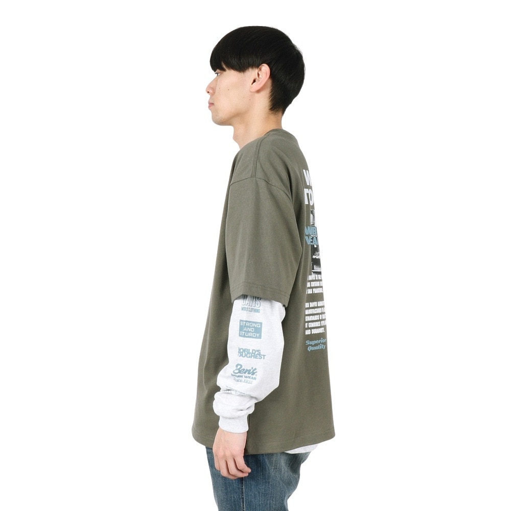ベンデイビス（BEN DAVIS）（メンズ）長袖 半袖 レイヤードTシャツセット フォト 25380048-OLI