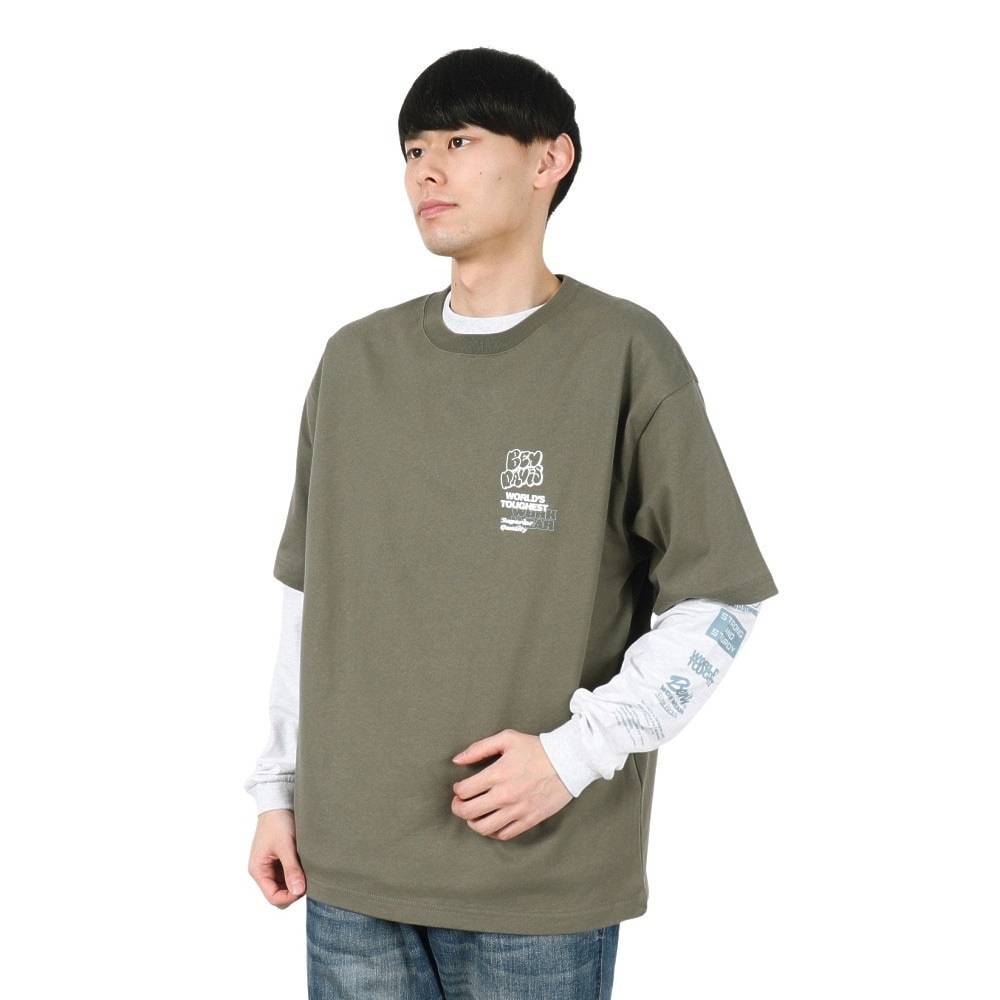ベンデイビス（BEN DAVIS）（メンズ）長袖 半袖 レイヤードTシャツセット フォト 25380048-OLI