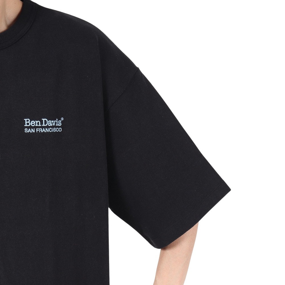 ベンデイビス（BEN DAVIS）（メンズ）ドローコード付ヘビーウェイト ワンポイントロゴ 半袖Tシャツ 25580003-BLK